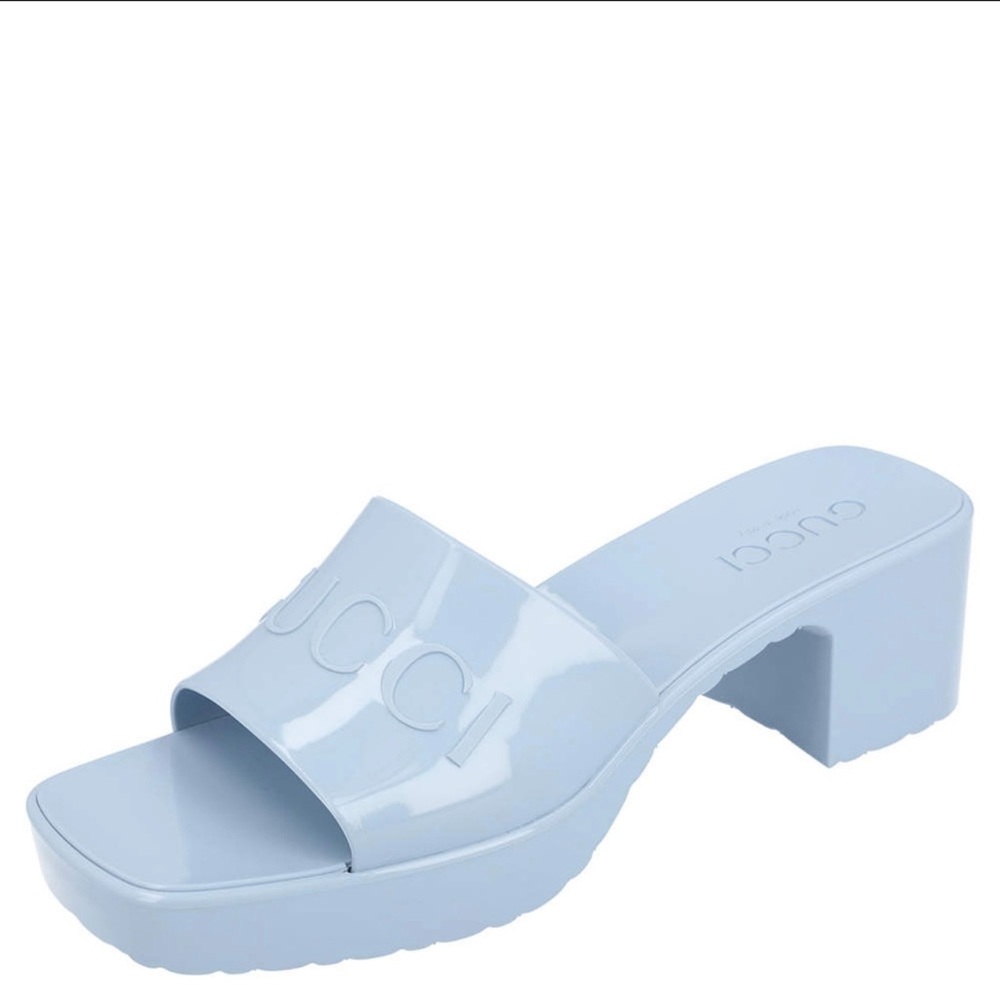 Gucci Authentic Women's Sky Blue Rubber Slides - Size 37
